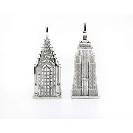 Godinger Empire State and Chrysler Building Salt and Pepper Shakers, Red