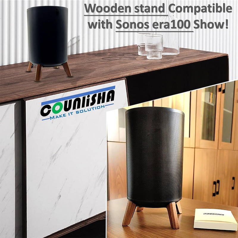 Real Wood Stand Compatible for Sonos Era 100 Speaker,Tripod Desk