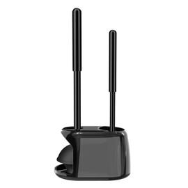 SetSail Juego de escobilla de inodoro y émbolo, émbolos de inodoro para baño, cepillo de inodoro resistente y soporte, juego de émbolo oculto y cepillo para limpieza profunda, color negro