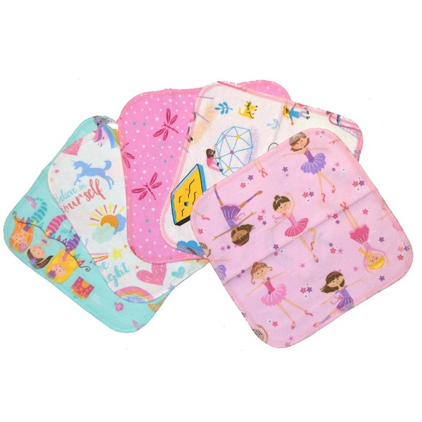 1 Ply All Things Girl Flannel Washable Kids Lunchbox Napkins 8x8 inches 5 Pack - Little Wipes (R) Flannel