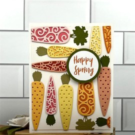 FAWENUCY Scrapbooking Die-Cuts, Layer Frame Net Set Metal Cutting Dies for Card Making, Paper Craft Punch Template, Background Embossing Stencils, DIY Album Décor (Carrot- 10.3x9.4cm)