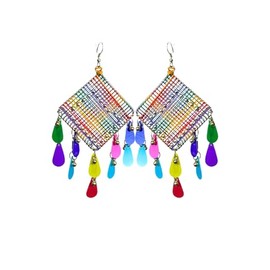 Multi-Color Thread Work Earrings for Women – Handmade Metal Drop & Dangler Style