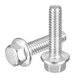 sourcing map 15Pcs 1/4-20 x 1" Flanged Hex Head Bolts, 304 Stainless Steel Flange Hexagon Screws, Flange Hex Drive Screws 5.8 Grade for Machinery Industry Home Appliances, Silver