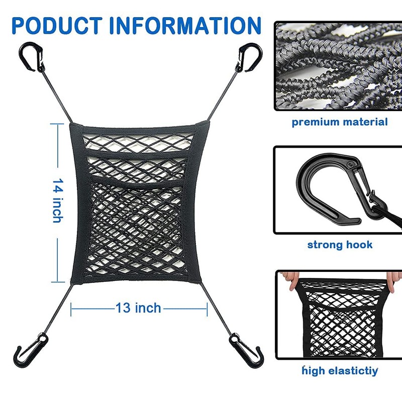 3 Layer Purse Holder for Car, Net Pocket Handbag Holder