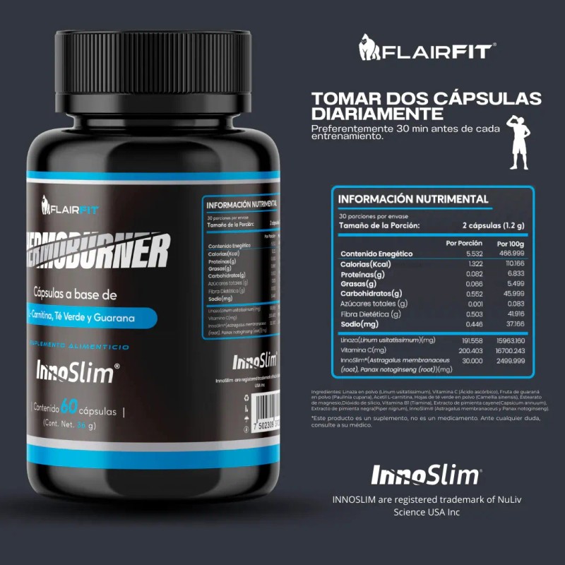 Flairfit Potenciador Thermoburner L-carnitina 60 Caps Sfn Sin Sabor