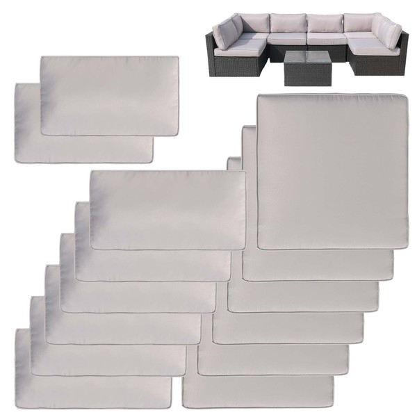 VIXLON Outdoor Patio Cushion Covers Replacement,Set of 14 Outdoor Cushion