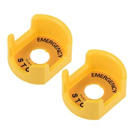 uxcell 25mm Push Switch Button Protective Cover With Emergency Stop Warning Circle Yellow 2pcs