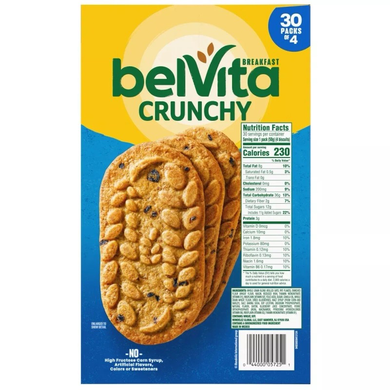 BelVita Breakfast Biscuits, Blueberry, 1.76 oz, 30-count