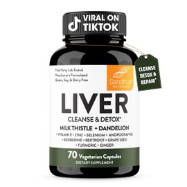 Sandhu's Liver Cleanse Detox & Repair Support | 70 Capsules (Pack of 1) | Herbal Supplement for Liver Health | Milk Thistle Dandelion Root Andrographis with 8 Minerals