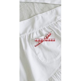 CRB Fashion Waist Apron Kitchen Cooking Restaurant 100% Cotton Bistro Half Aprons with Pockets For Girl Woman, White Red, One Size