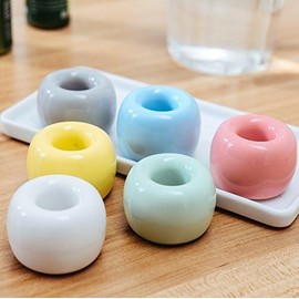 JCBIZ Mini Ceramic Toothbrush Holder Bathroom Accessories Storage Organizer Creative Multifunctional Candy Color Cute Porcelain Tooth Brush Stand White Color