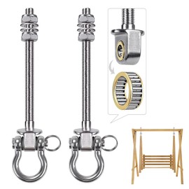 MeYuxg Set of 2 Ceiling Hooks, Heavy Duty Swing Hooks, 304 Stainless Steel Wooden Beam, Ceiling Mount with Bearings for Hanging Chairs, Porch, Patio, Playground, Swing Hanger