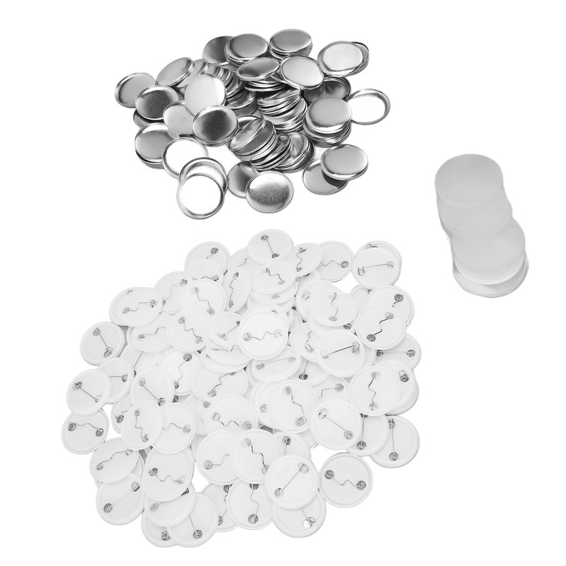 100 Sets Pin Back Button Parts Round Shape Metal Back