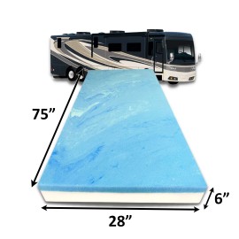 FoamRush 6-Inch Bunk (28" x 75") RV Mattress Travel Camper (Made in USA) - 6" x 28" x 75 Gel