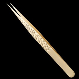 Miuffue Straight Eyelash Extension Tweezers Gold Precision Lash Extension Isolation Tweezers for Grafting Eyelash extension