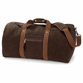 Quadra QD613 Vintage-Style Desert Canvas Holdall - Colour: Brown