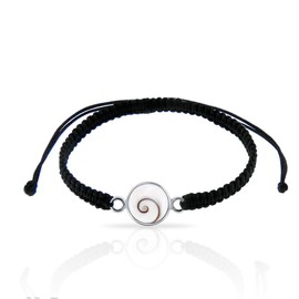Planetys - 925 Sterling Silver Bracelet Braided Cord Eye of Saint Lucie - Santa Lucia - Oeil de Sainte Lucie - Shiva Eye, 16 centimetres, Sterling Silver, Eye of Saint Lucie