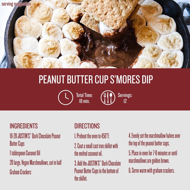 JUSTIN'S Organic Dark Chocolate Peanut Butter Cups, 12 Pack (2