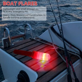 Denir Bonee Boat Flares – Boat Flares Coast Guard Approved Marine, LED BoatFlares, Waterproof Emergency Signaling for Fishing Boats, Life Rafts (Red, 2pcs)