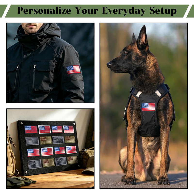 8 Pcs American Flag Patches, Hook and Loop Tactical USA