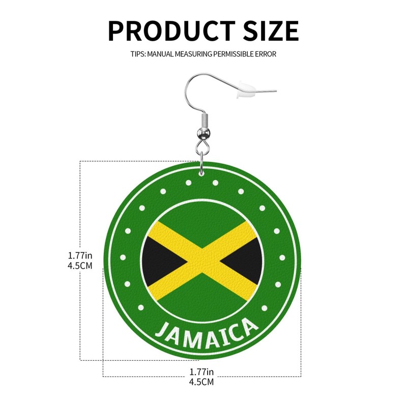 Jamaica Flag Faux Leather Earrings For Women