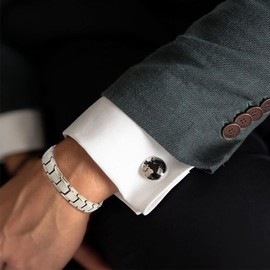 はち Magnetic Bracelet for Women and Men, 3500 Gauss Strong Magnetic Bracelet, Women's Adjustment Tool and Gift Box (Silver and Gold (Men))