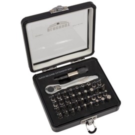Blackout XP 9726 Mini Ratchet and Bit Set, 1/8-Inch - 1/4-Inch S2 Bits, 5/64-Inch - 1/4-Inch Hex Bits, 38-Piece Silver Chrome