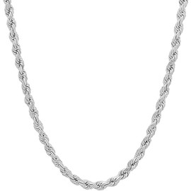 Savlano 925 Sterling Silver 4mm Solid Italian Rope Diamond Cut Twist Link Chain Necklace with Gift Box for Men & Women - Made in Italy