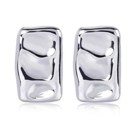 LEGENTLISUR Gold Geometric Earrings for Women Thick Lightweight 18K Gold-Plated Earrings Chunky Dupes Earrings Golden Earrings Stainless Steel Earrings Gold Hanging Stud Earrings Hoop Earrings for