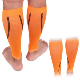 [NMJ] ふくらはぎ サポーター (2枚入り) カーフスリーブ スポーツ 肉離れ対策 (L, オレンジ)