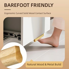 BiJun Foot Pull for Trash Cabinet Drawer, 2 Pack Hands-Free Toe Foot Pull Opener with Adhesive and Screws, Easy Install Barefoot-Friendly Design for Kitchen Trash Drawer Under Sink (Wood)