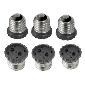 E26 Lamp Adapter,Medium Base Male Screw-in Light Bulb Socket with Push-in terminals for Led Recessed Light (6-Pack)