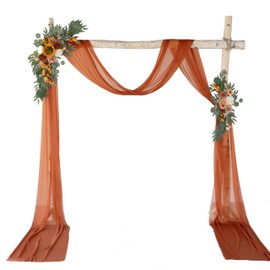 FEILUOYI Sunflower Theme Wedding Artificial Arch Flowers kit, Burnt Orange Wedding Arch Flowers Decorations, with 26FT Chic Burnt Orange Arch