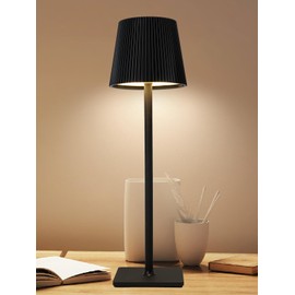 Lámpara de Escritorio LED Inalámbrica, Lámpara de Mesa Recargable, 3 Modos de Iluminación, Brillo Ajustable Infinito, Lámpara de Lectura de Desmontable para el Hogar/Oficina/Restaurante, Control de Toque, IP54, Negro