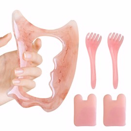 Large Body Gua Sha Tool,Gua Sha Body Massager,with 2 PCS Fish Shaped Scrapers and 2 PCS Head Massage Boards,for Skin Relaxation and Firming,Suitable for Back,Neck,Legs,Face