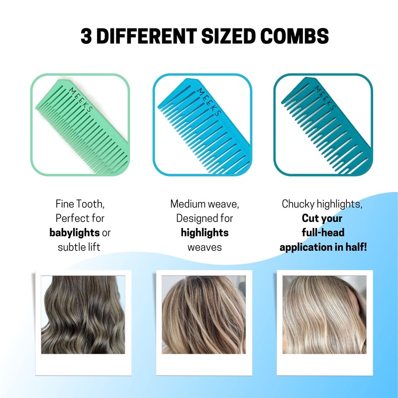 MEEKS Hair Foil Comb Set - 3 Different Sizes -