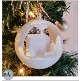 Fusion Layer 3D Light Up Winter Cabin Ornament – 3D Printed Holiday Decoration (Includes LED Tea