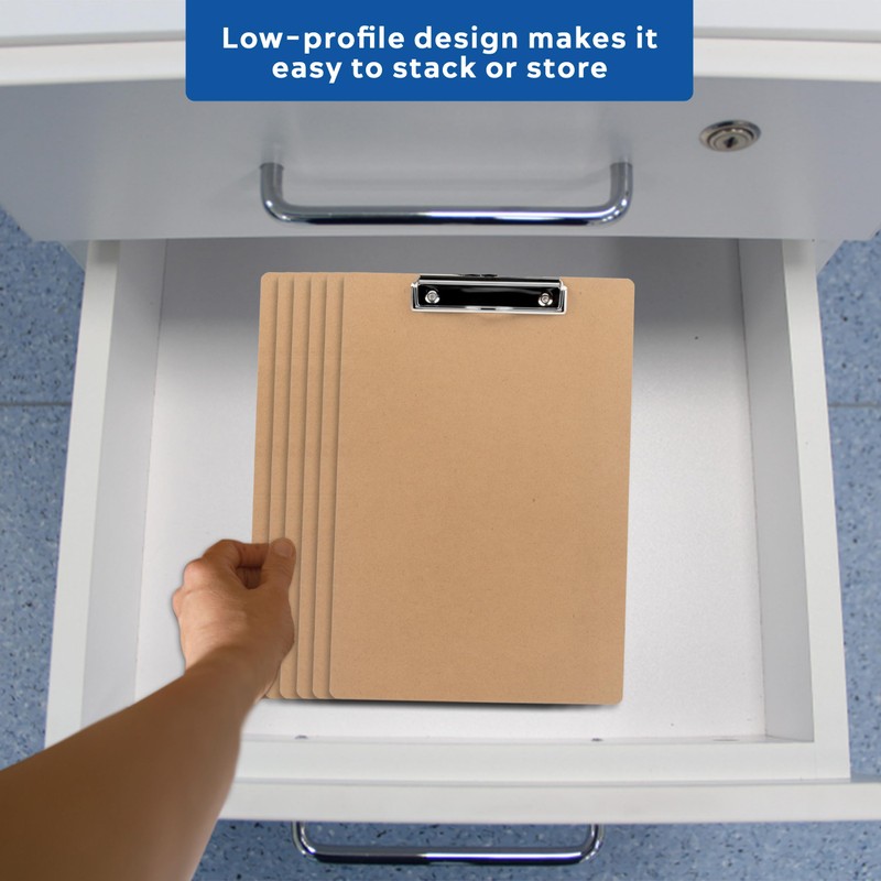 LUX Hardboard Clipboard, 6-Pack, Brown, Professional Office Organization, Lasting Durability