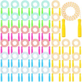 Aoriher 80 Pcs Jump Rope Bulk 7.87 ft Adjustable Stripe Ropes Skipping Rope for Kids Outdoor Exercise Fitness Equipment for Back to School Class Playground Activities Set, 4 Colors