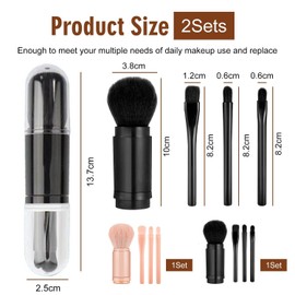 2-Teiliger Vier-In-Eins-Make-Up-Pinsel, Mini Retactable Make-Up-Pinsel, Reisebürbungs-Make-Up-Pinsel, Lidschattenpinsel-Set, Kreativer Make-Up-Pinsel-Set