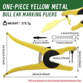 Z Tags 1-Piece Ear Tags Applicator for Easy Loading of,Livestock Ear Tag Pliers,Ear Tag Clamp Animal Identification Card Installation Tools (Yellow)