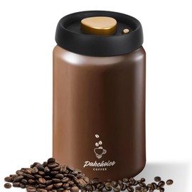 Wiseten 1200ML Airtight Coffee Canister, Stainless Steel Coffee Bean Storage Container with One-way CO2 Valve, Vacuum Storage Canister for Coffee Bean, Sugar, Tea, Nuts