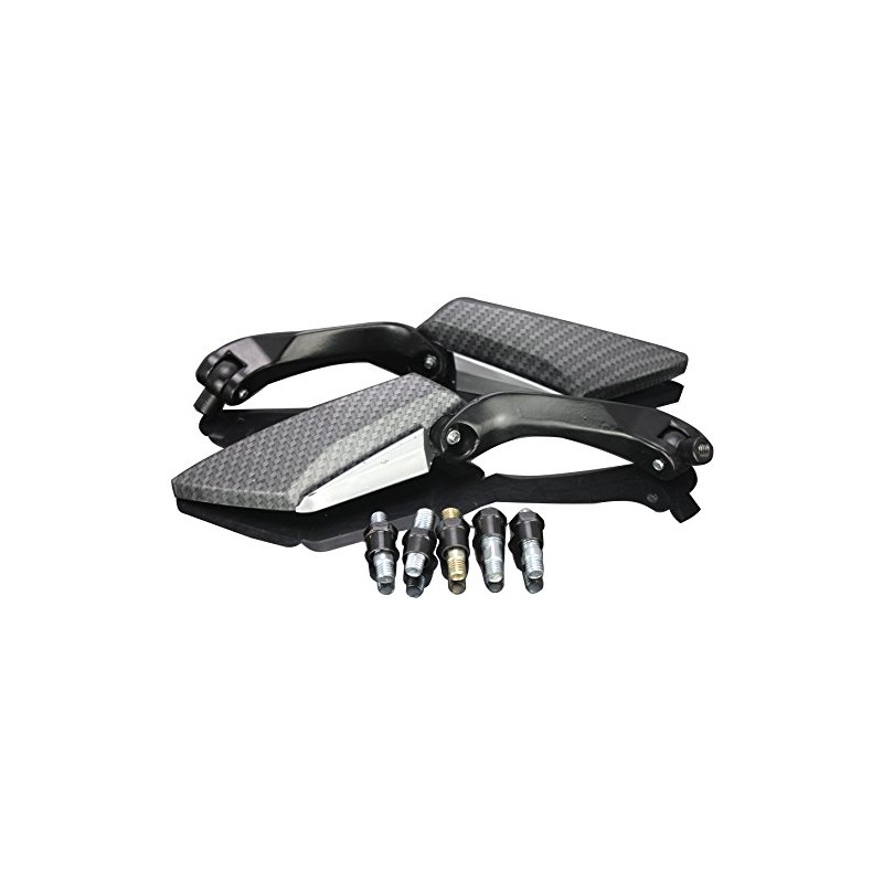 MotorToGo Black Carbon Mini Motorcycle Mirrors for 2006 Yamaha YZF