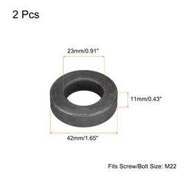 sourcing map Carbon Steel Flat Washer Fits M22 Bolts, 2pcs M22 x 42 x 11mm Black Oxidized Grade 8.8 Alloy Steel Ultra Thick Fasteners for Mechanical Industry