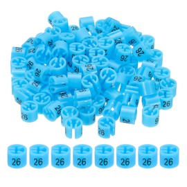 PATIKIL 100 Pcs Clothes Hanger Markers Number 26 Tags Fit 3mm Rod Garment Size Tag Hanger Clips Round Color Coding Label for Clothing Hangers, Blue