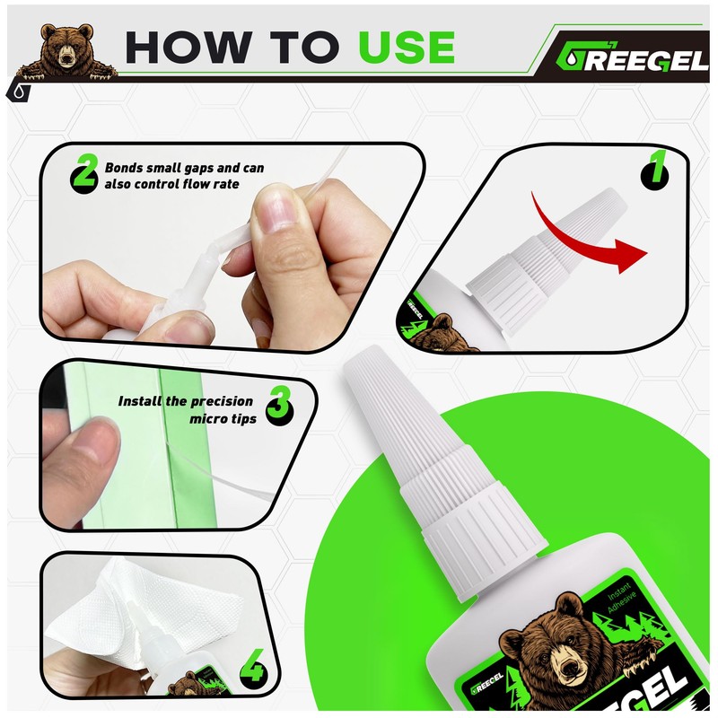 GREEGEL 4 Oz Medium Thick Liquid Clear Super Glue +