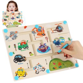 Moorle Montessori Toys for 3 4 5 Year Old Boys Girls Gifts, Magnetic Color and Number Maze, Wooden Magnetic Maze Toys Age 3 Toddler with Transportation, Educational Toys for Kids Birthday Xmas Gifts