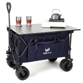 Whitsunday Collasible Wagon, Large Capacity 400Lbs, All-Terrain Wheels Heavy Duty Utility Wagon for Gardening Shopping Fishing Camping Outdoor Picnic Blue