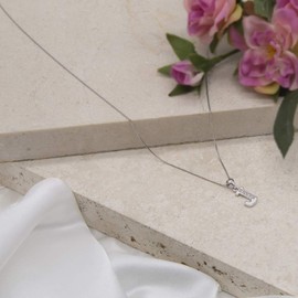Tuscany Silver Women's Sterling Silver Rhodium Plated Initial J with Cubic Zirconia on Curb Chain of 46 cm/18