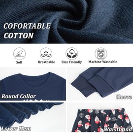 HYCLES Christmas Pyjamas Sets for Adults - Xmas PJS Couple Christmas Pajamas Nightwear for Women and Men Cotton Sleepwear Xmas Elk Pajama Outfits Clothes Blue XXL